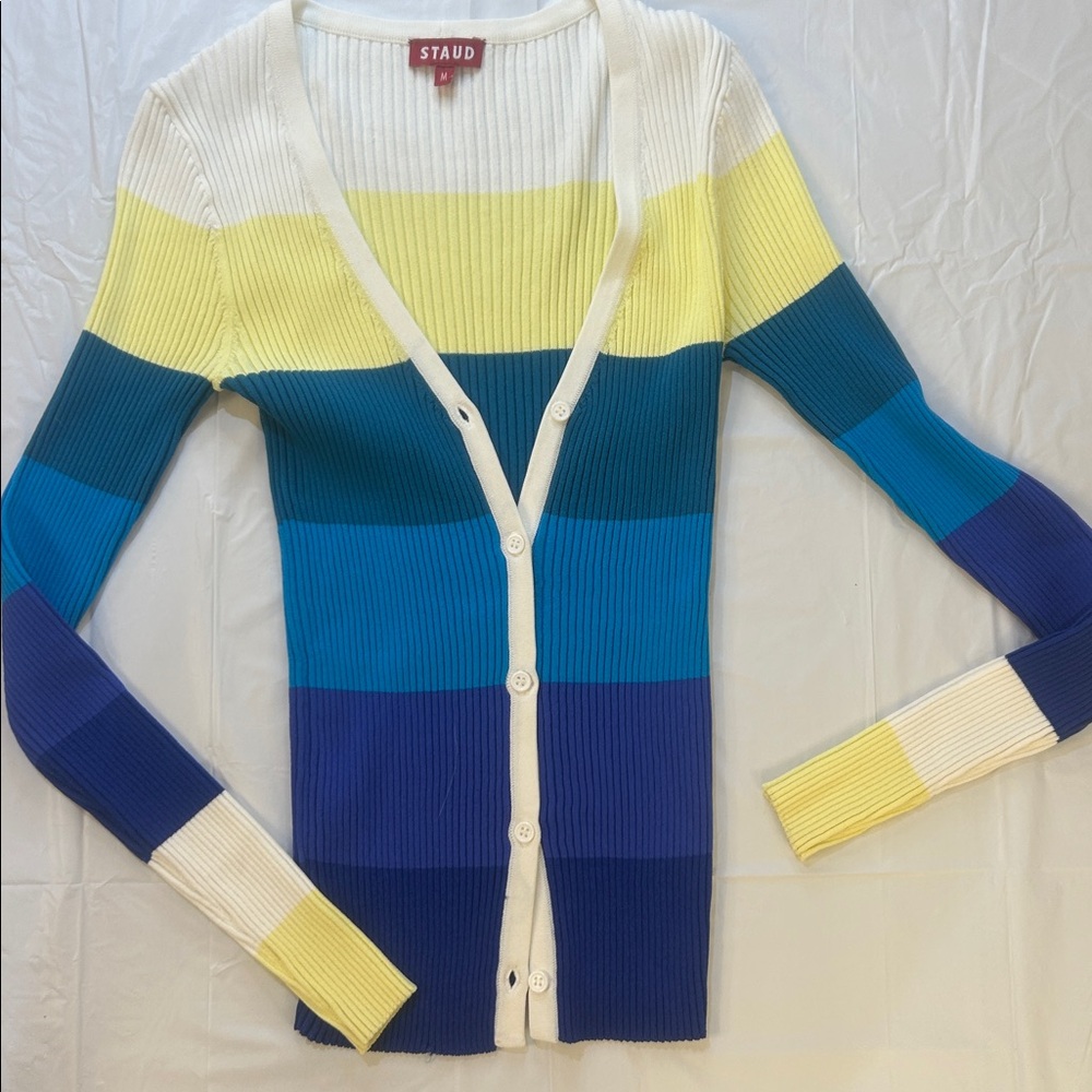 STAUD Multicolor Striped Cardigan